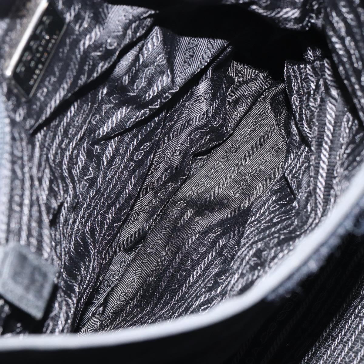 PRADA Tote Bag Nylon Black Silver Auth am9762