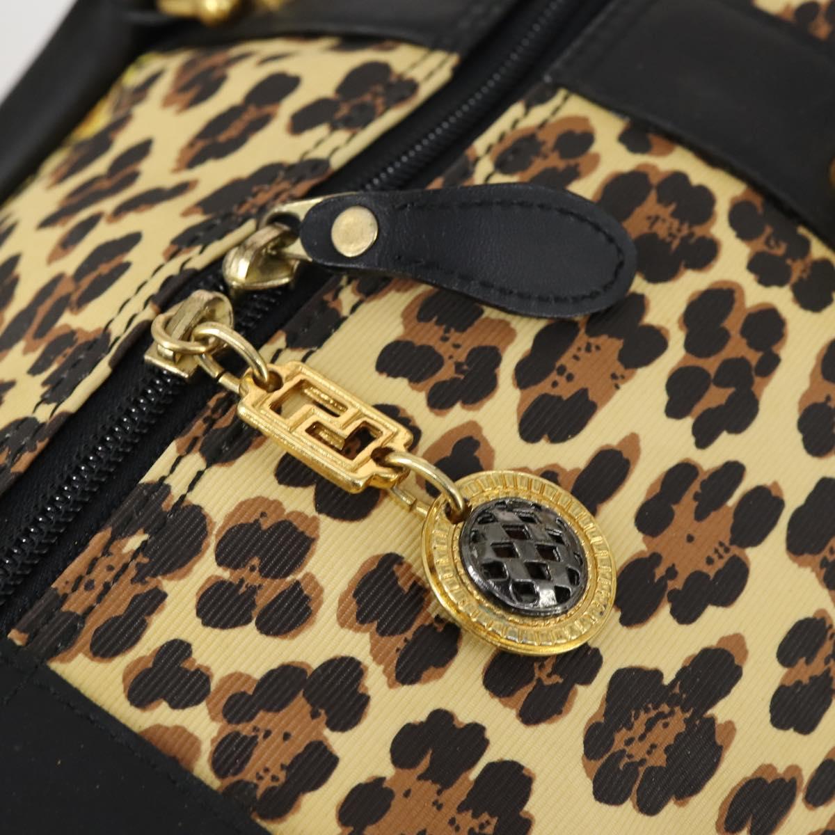 Gianni Versace Boston Bag Canvas PVC 2way Yellow Gold Auth am9766