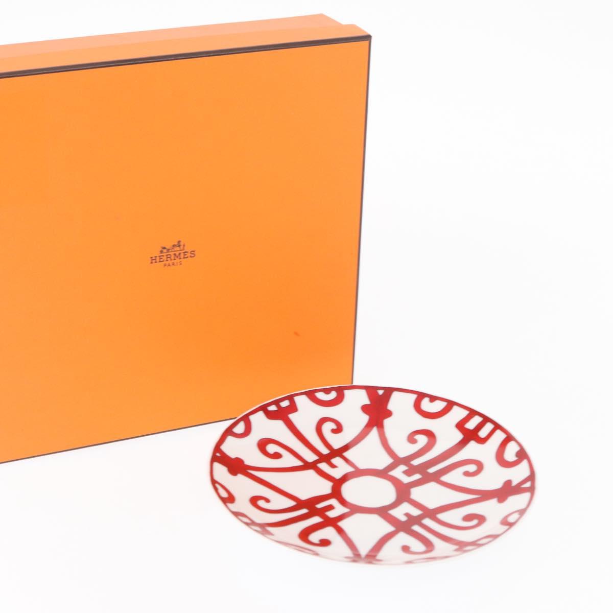 HERMES Bread Plate No.4 Gadalquivir Pottery Red Auth am9771