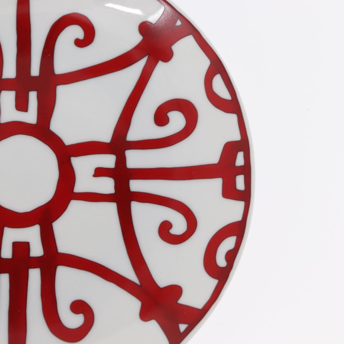HERMES Bread Plate No.4 Gadalquivir Pottery Red Auth am9771