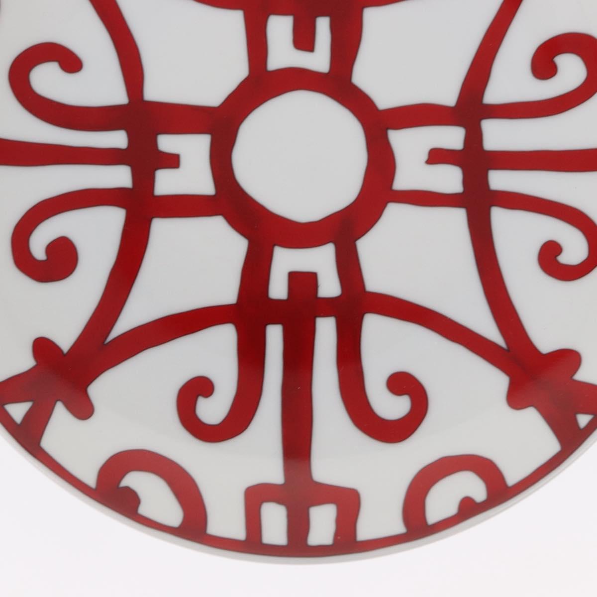 HERMES Bread Plate No.4 Gadalquivir Pottery Red Auth am9771