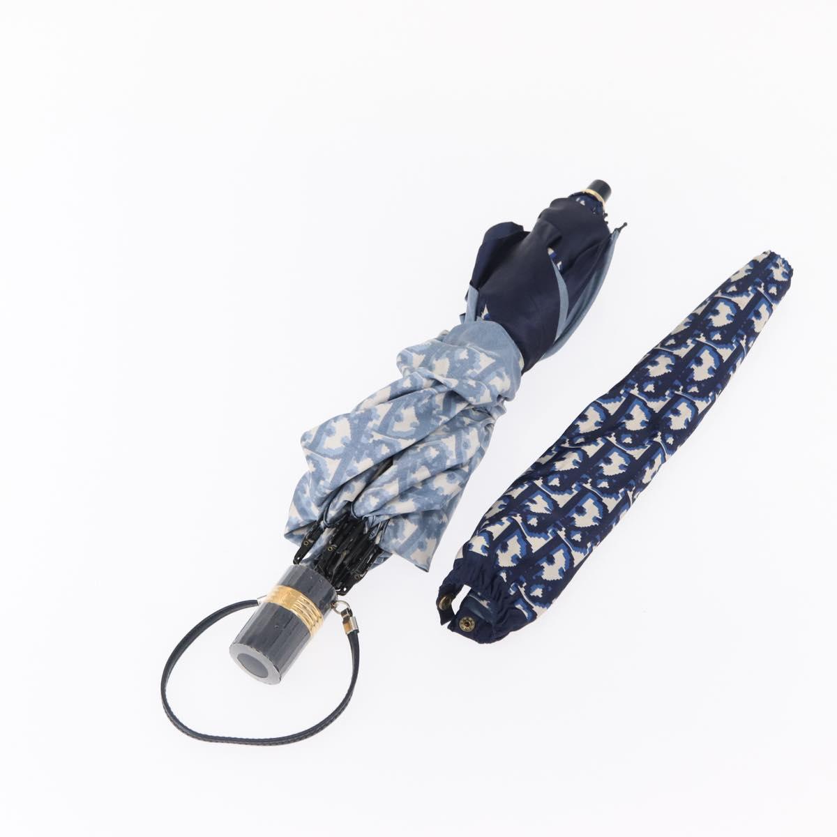 Christian Dior Trotter Canvas Folding Umbrella Navy Auth am9772