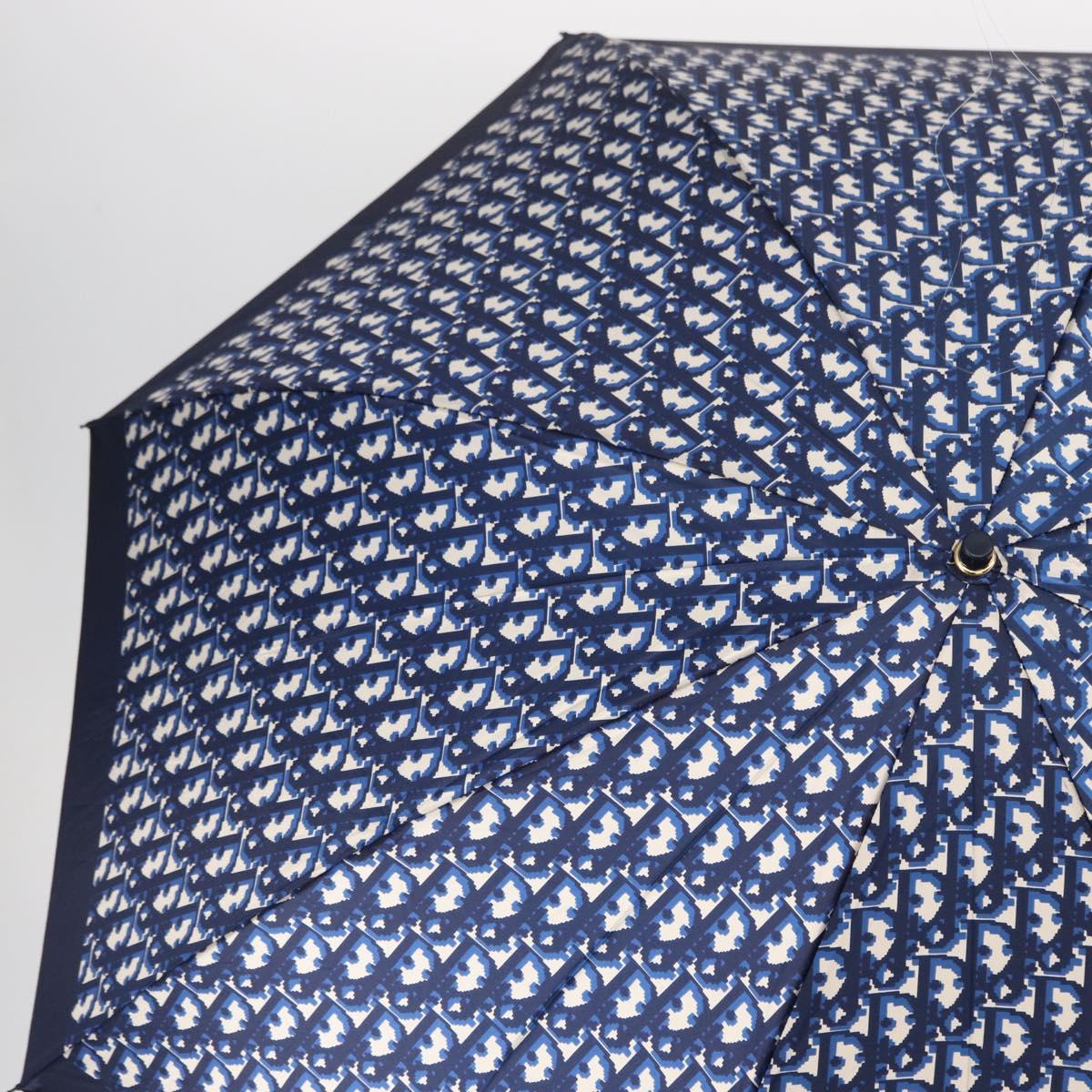 Christian Dior Trotter Canvas Folding Umbrella Navy Auth am9772