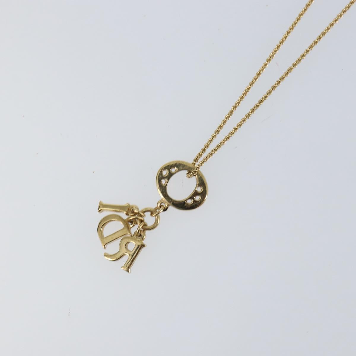 Christian Dior Printed Initials Necklace metal Gold Tone Auth am9776