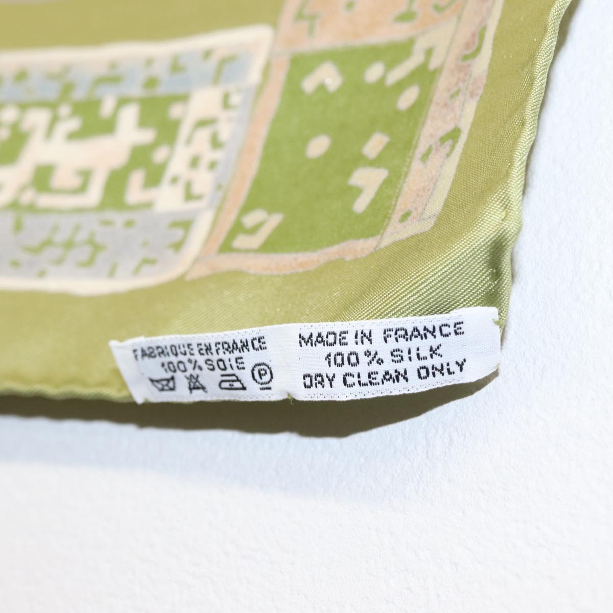HERMES Petit Carré Scarf Silk ""PERSONA"" Green Auth am9777