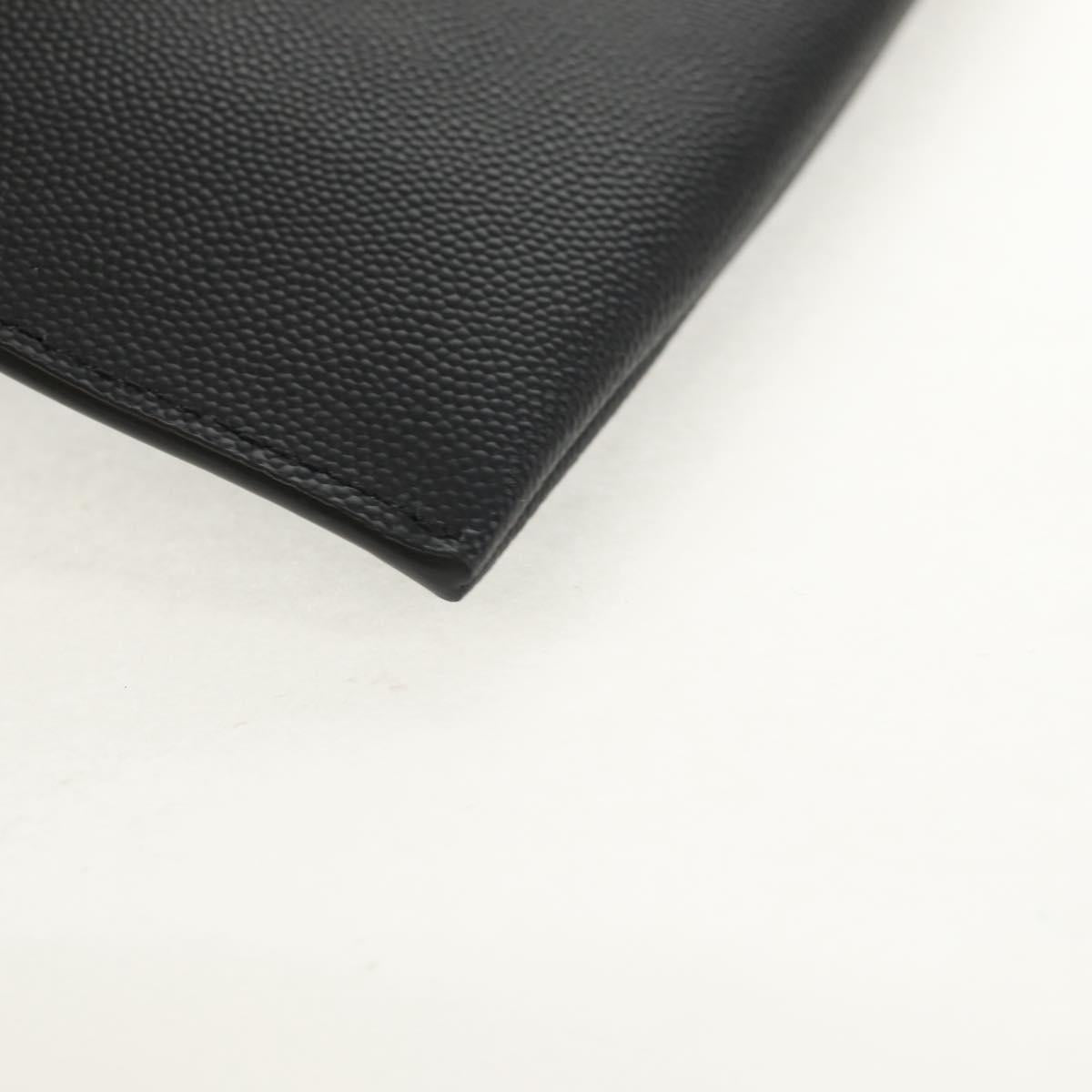 SAINT LAURENT Cassandra Pouch Leather Black Auth am9781V