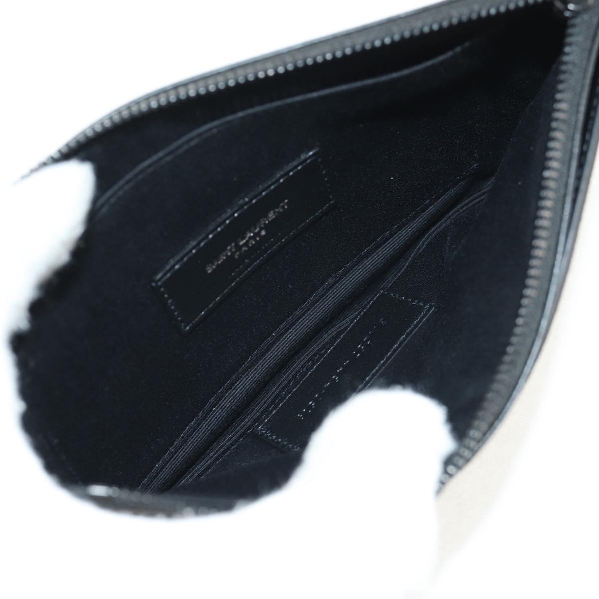 SAINT LAURENT Cassandra Pouch Leather Black Auth am9781V