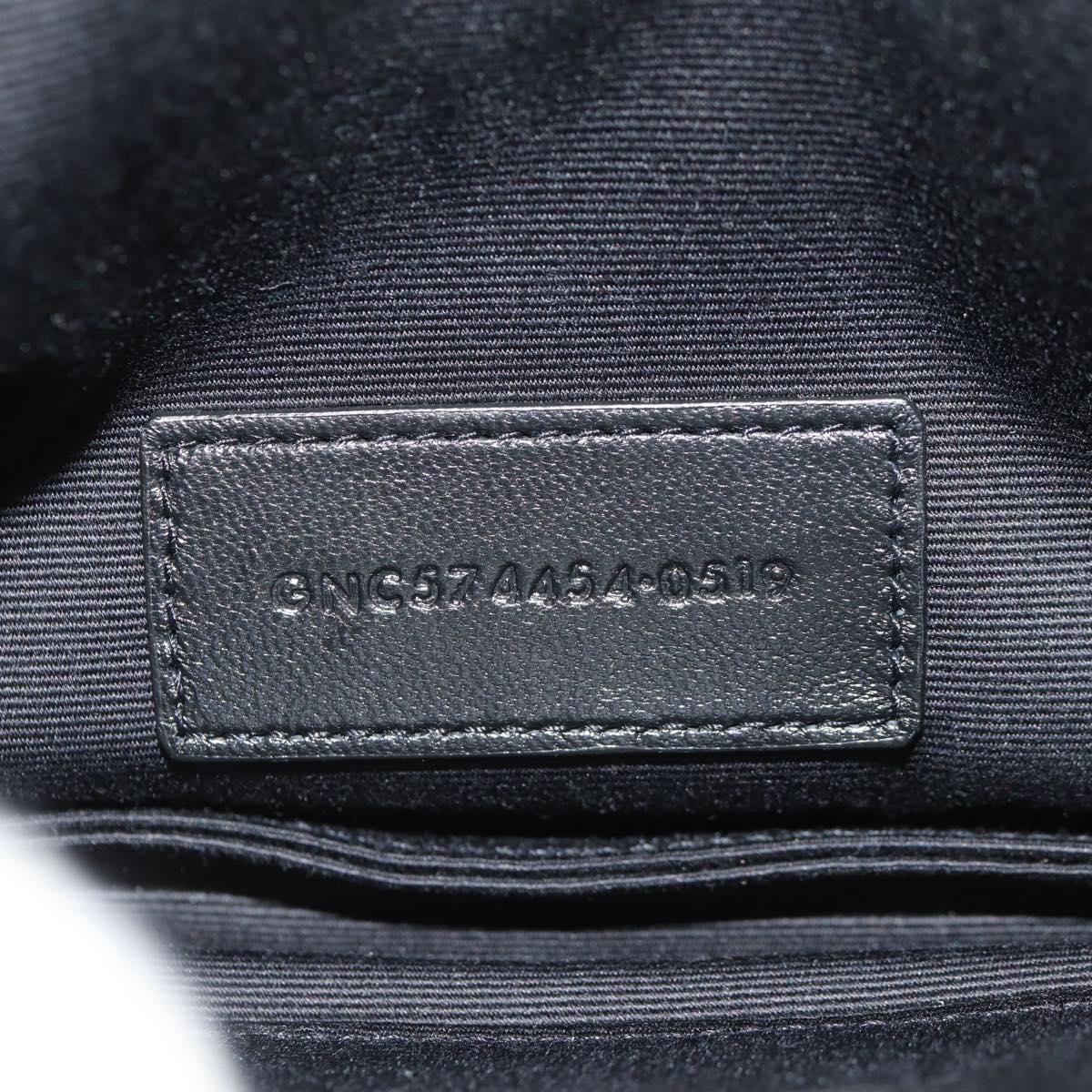 SAINT LAURENT Cassandra Pouch Leather Black Auth am9781V