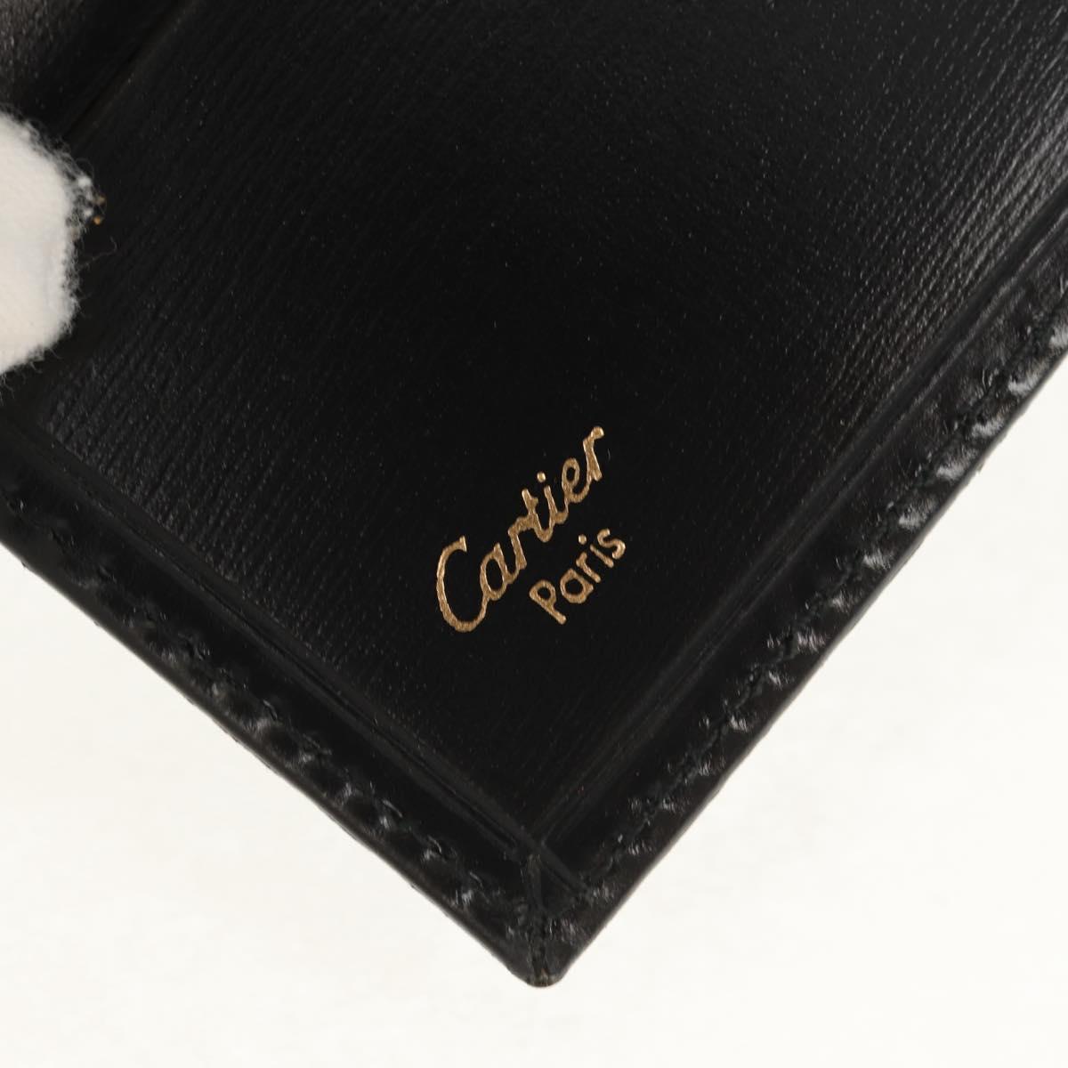 CARTIER Must Line Key Case Leather Black Gold Auth am9783V