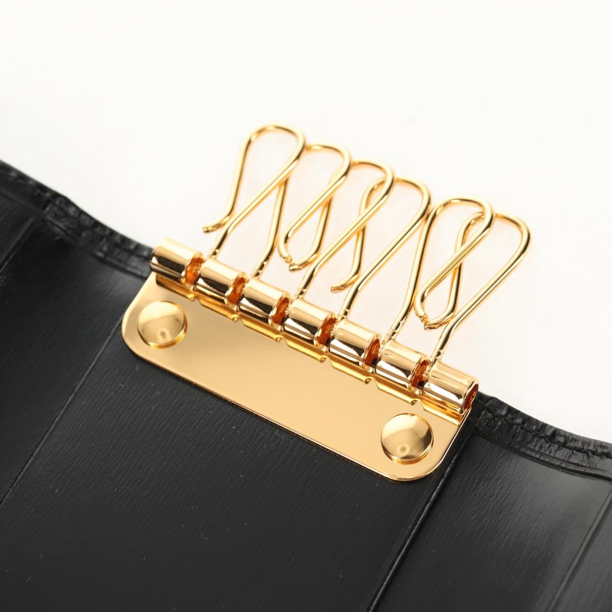 CARTIER Must Line Key Case Leather Black Gold Auth am9783V