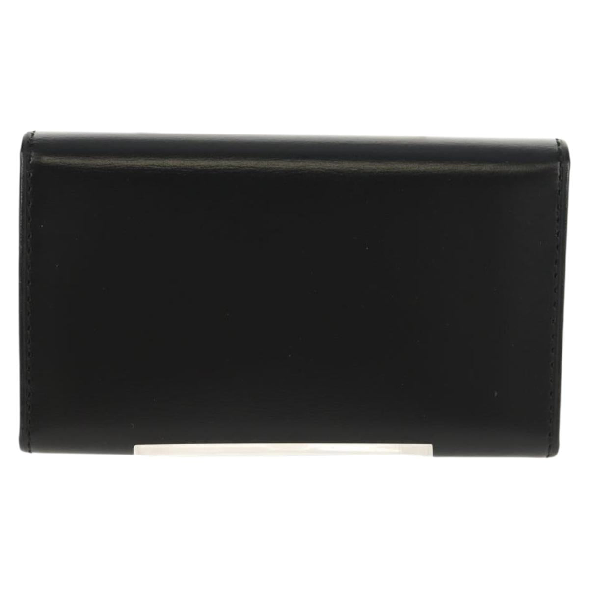 CARTIER Must Line Key Case Leather Black Gold Auth am9783V