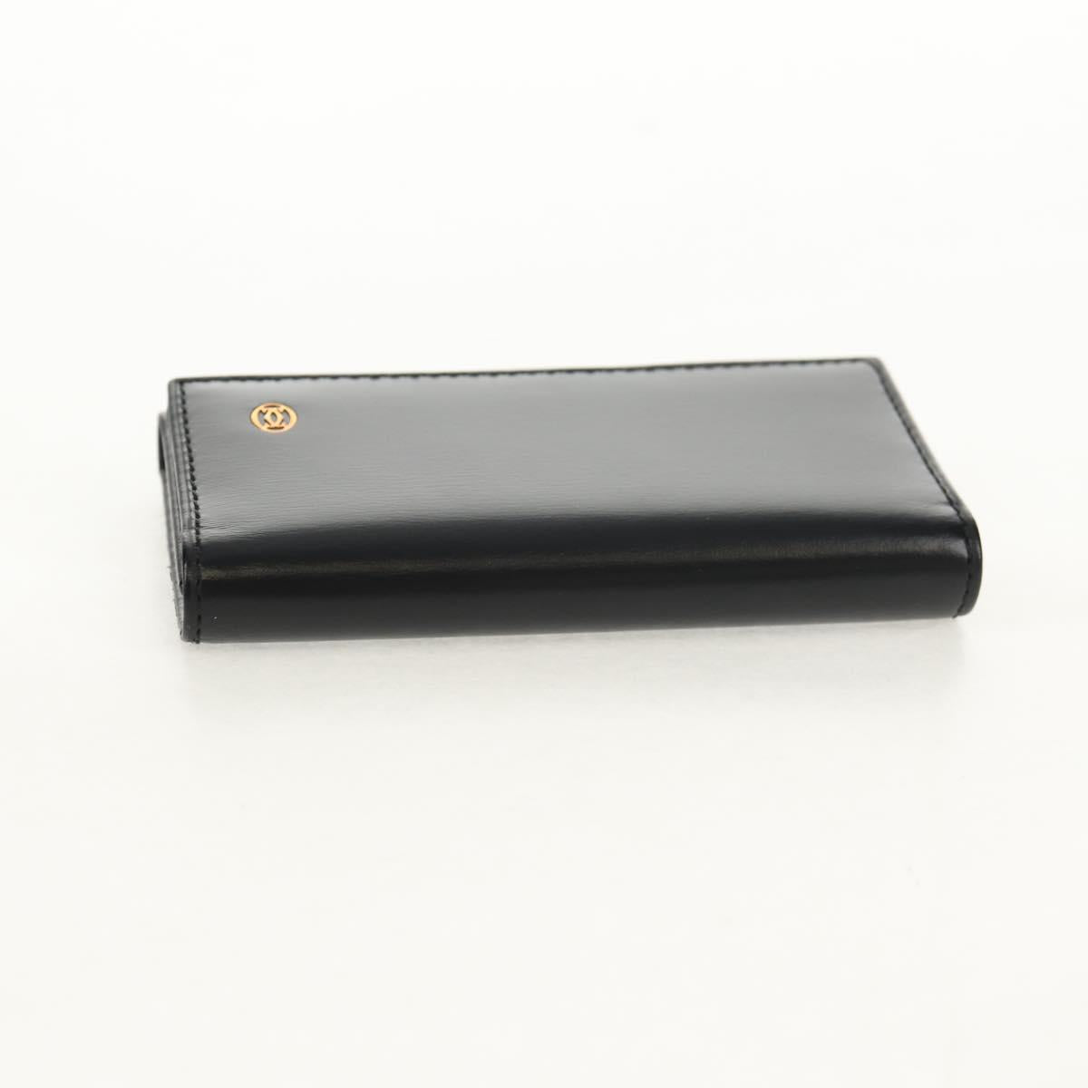CARTIER Must Line Key Case Leather Black Gold Auth am9783V
