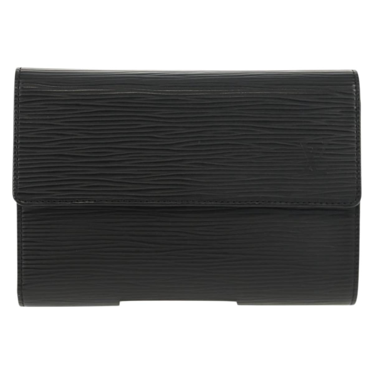 LOUIS VUITTON Epi Porte TresorEtui Papie Wallet Black M63712 LV Auth am9784V