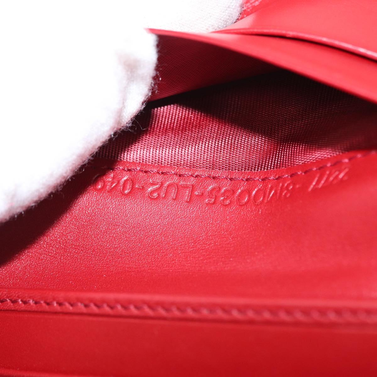 FENDI Zucchino Canvas Compact Wallet Red Gold Auth am9786