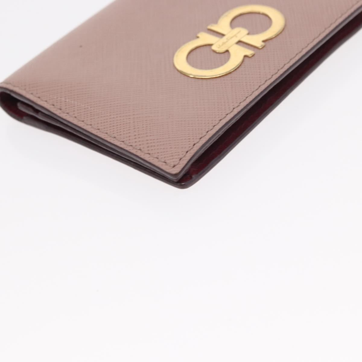 Salvatore Ferragamo Saint Laurent Wallet Leather 2 Set Pink Black Auth am9788