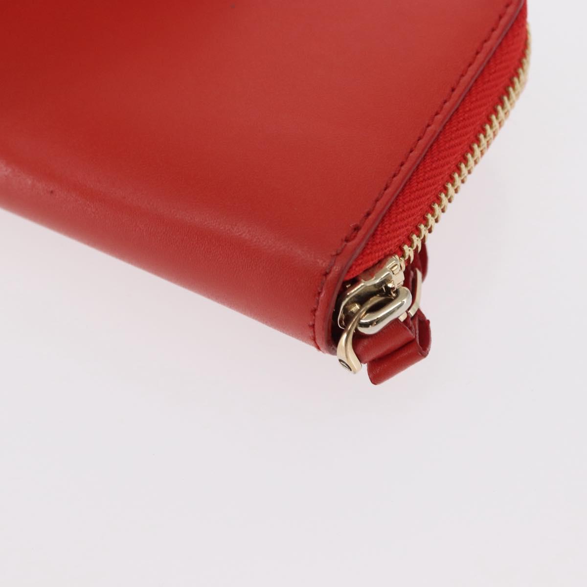 Salvatore Ferragamo Vala Compact Wallet Leather Red Gold Auth am9789