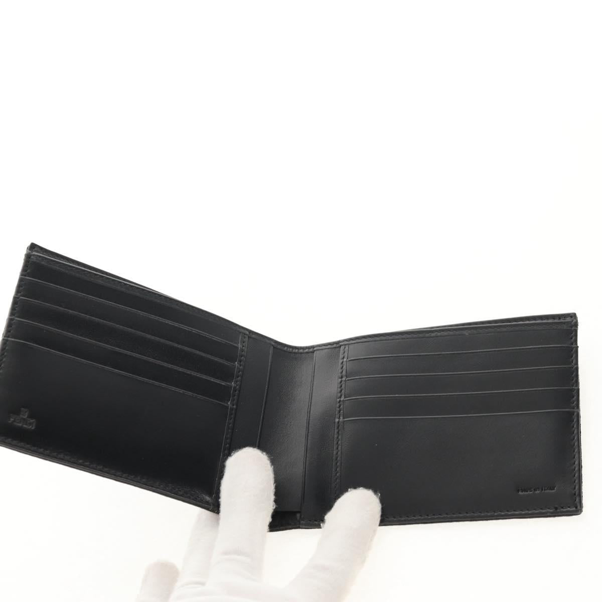 FENDI Zucchino Canvas Compact Wallet Black Auth am9790A