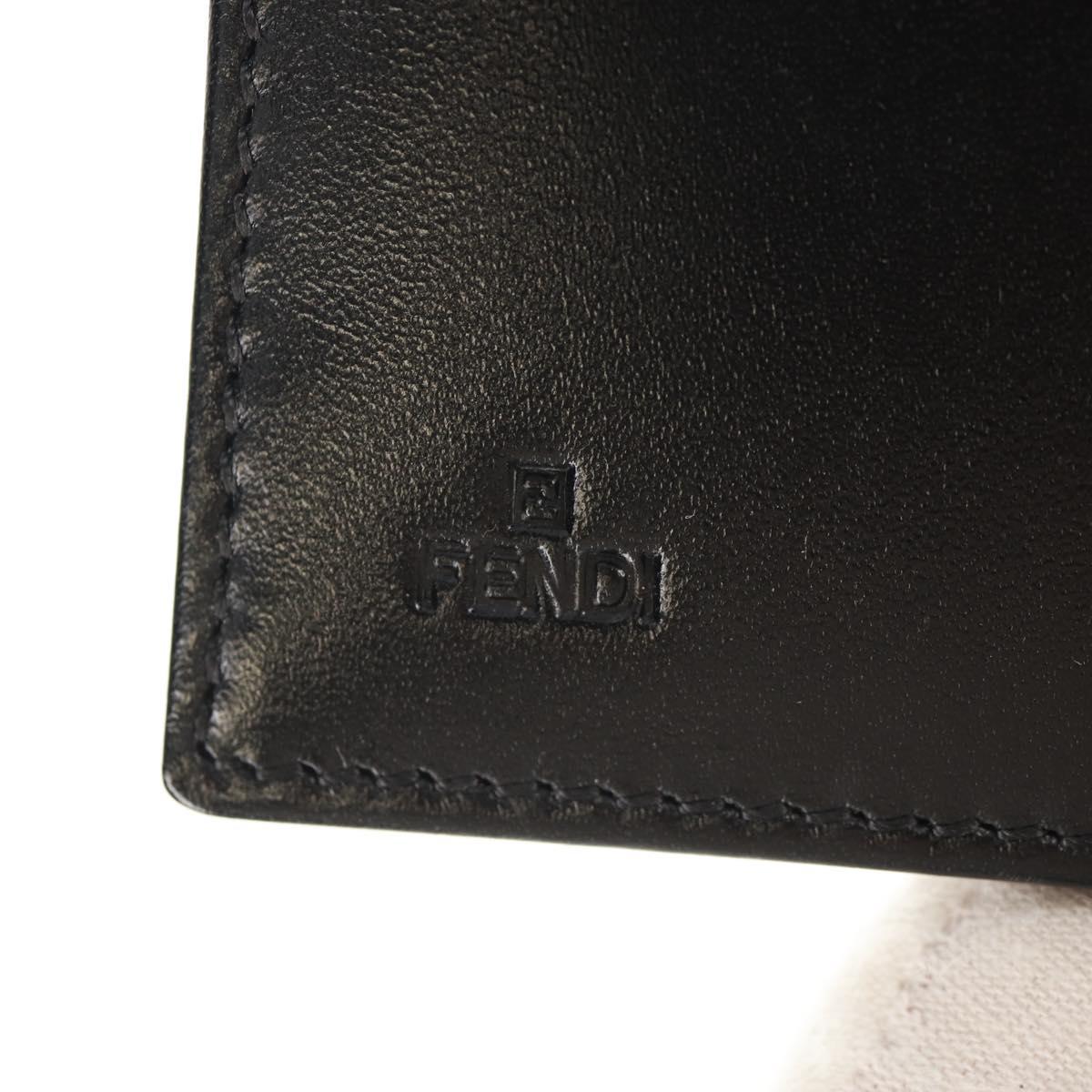 FENDI Zucchino Canvas Compact Wallet Black Auth am9790V