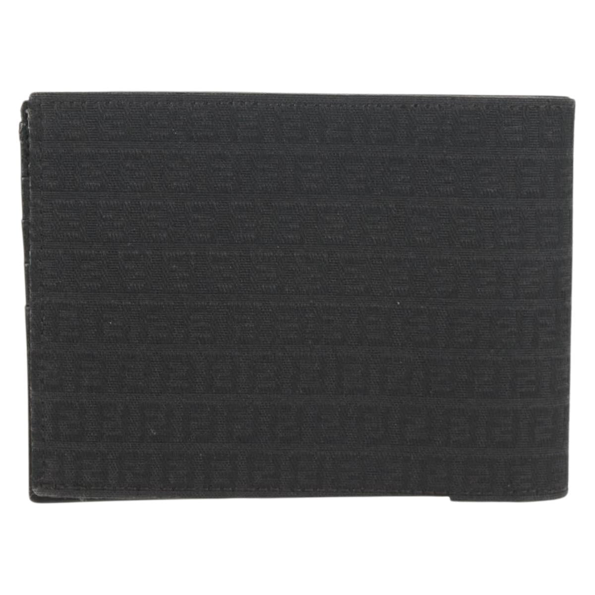 FENDI Zucchino Canvas Compact Wallet Black Auth am9790A
