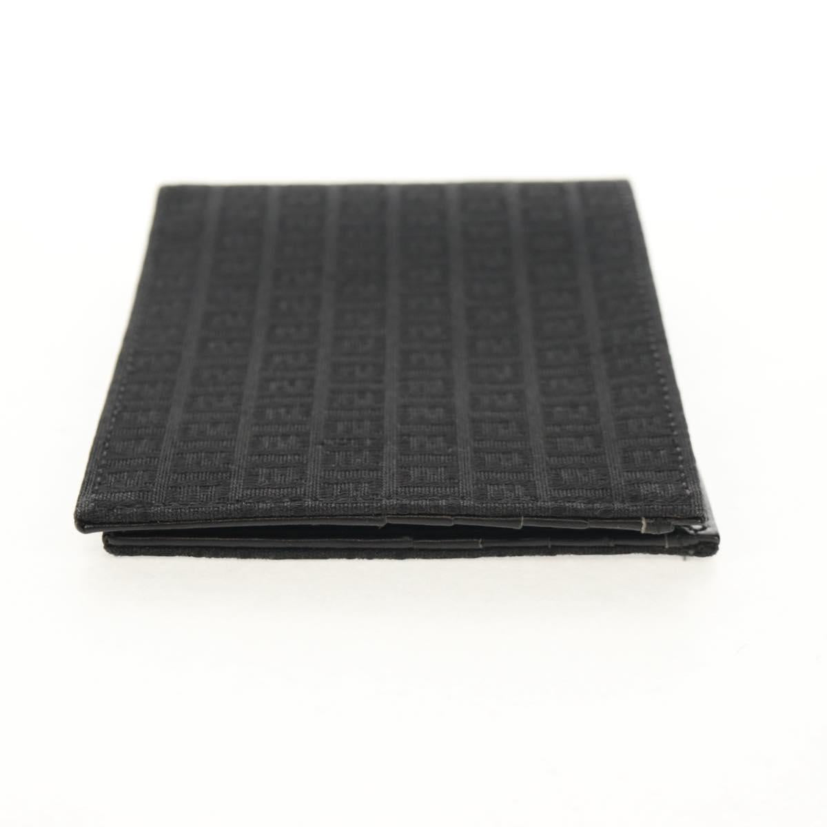 FENDI Zucchino Canvas Compact Wallet Black Auth am9790A