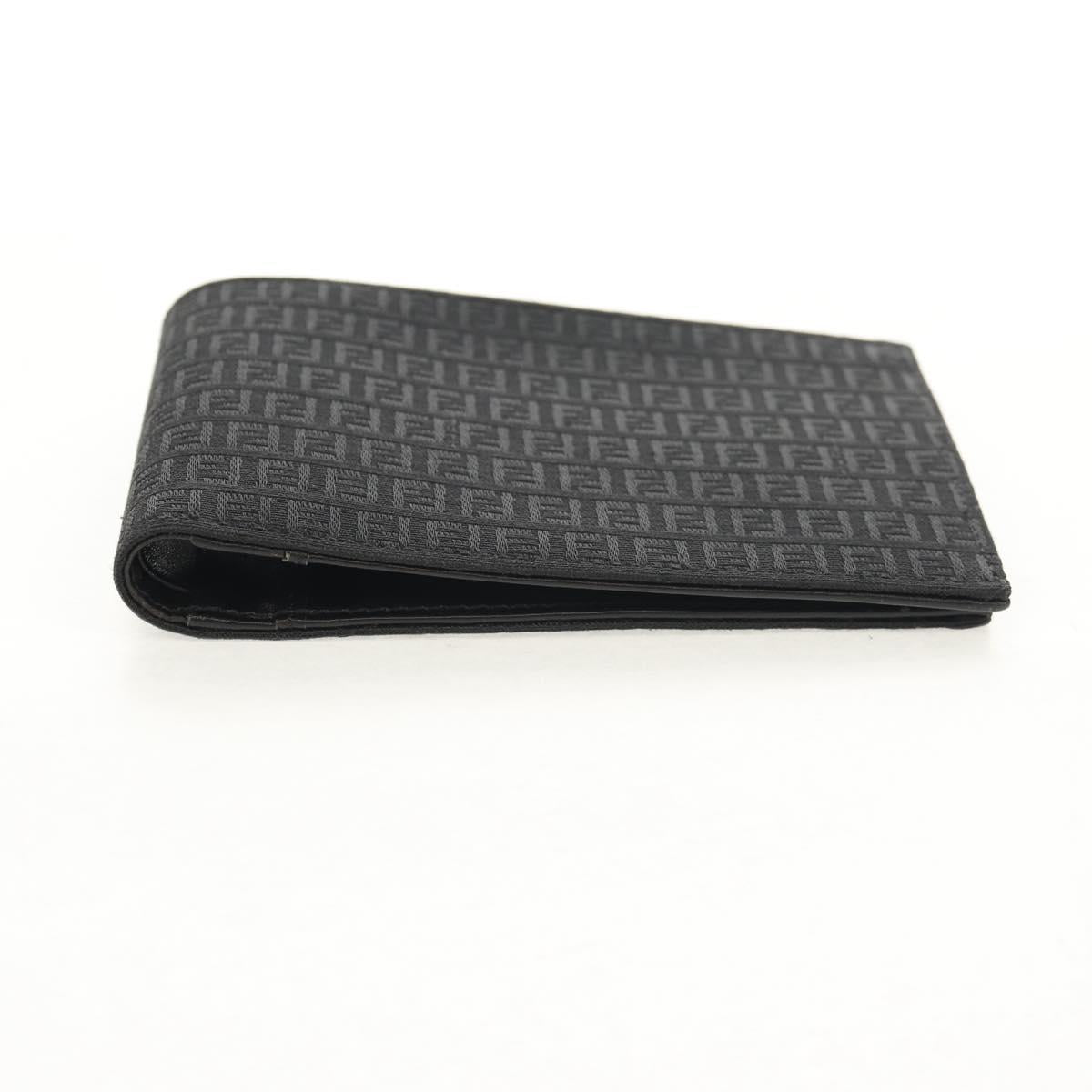 FENDI Zucchino Canvas Compact Wallet Black Auth am9790V