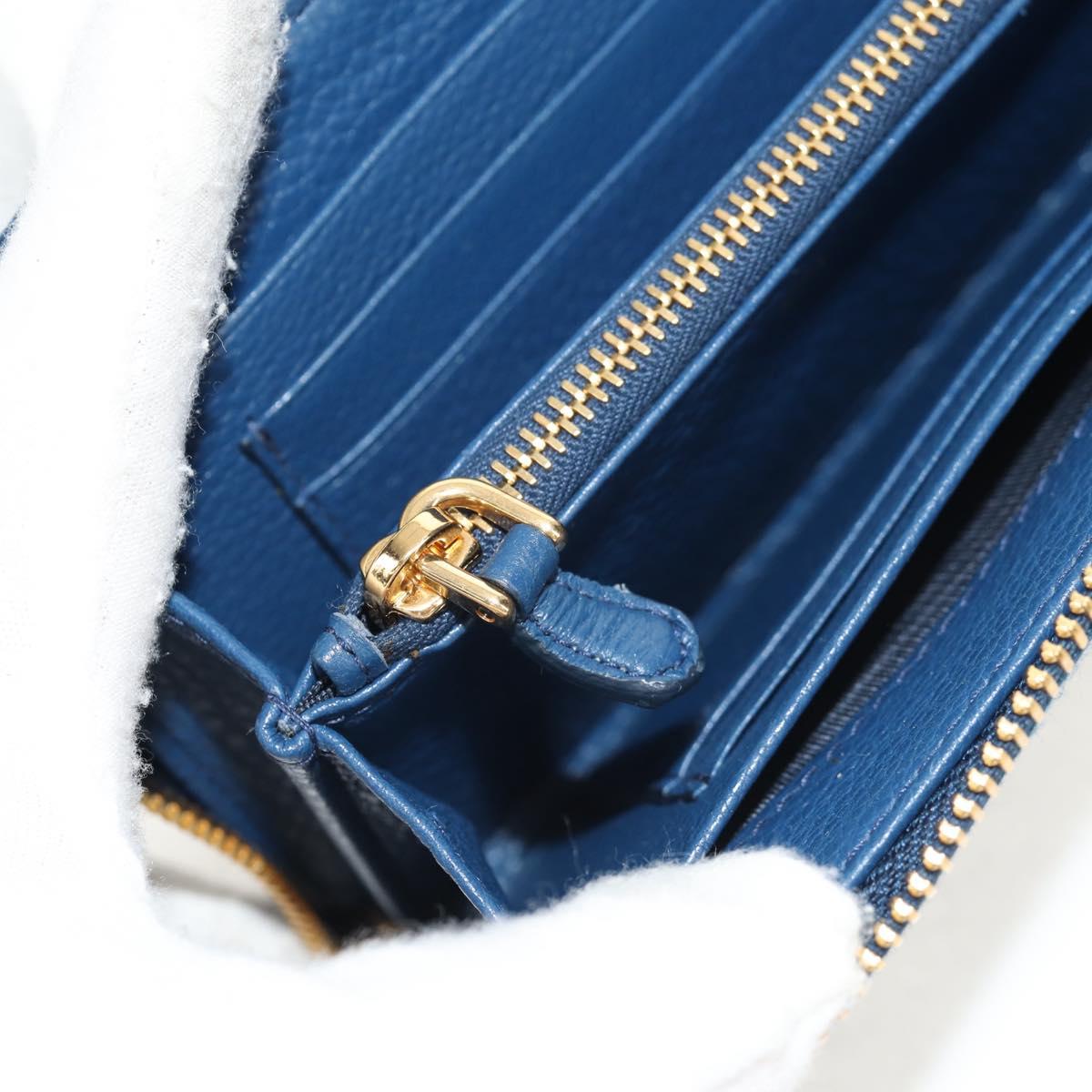 PRADA Compact Wallet Leather Blue Auth am9791V