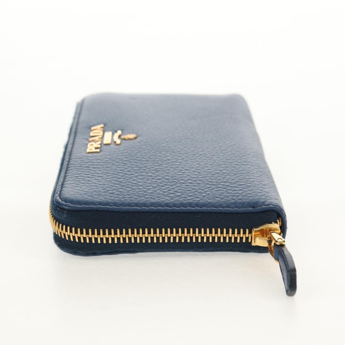 PRADA Compact Wallet Leather Blue Auth am9791V