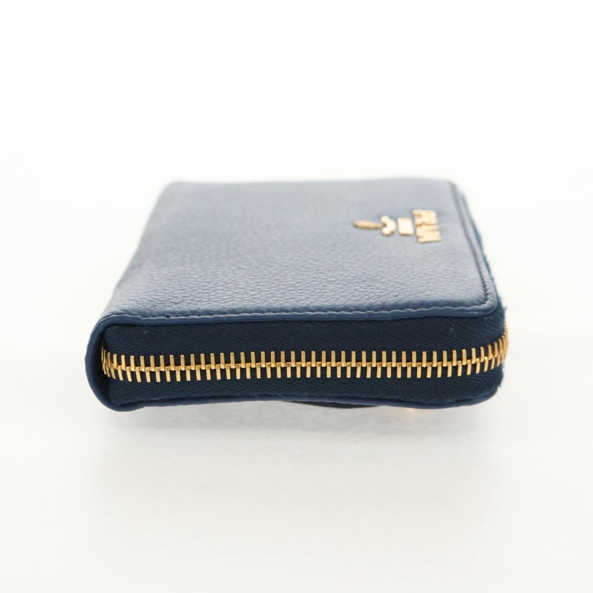 PRADA Compact Wallet Leather Blue Auth am9791V