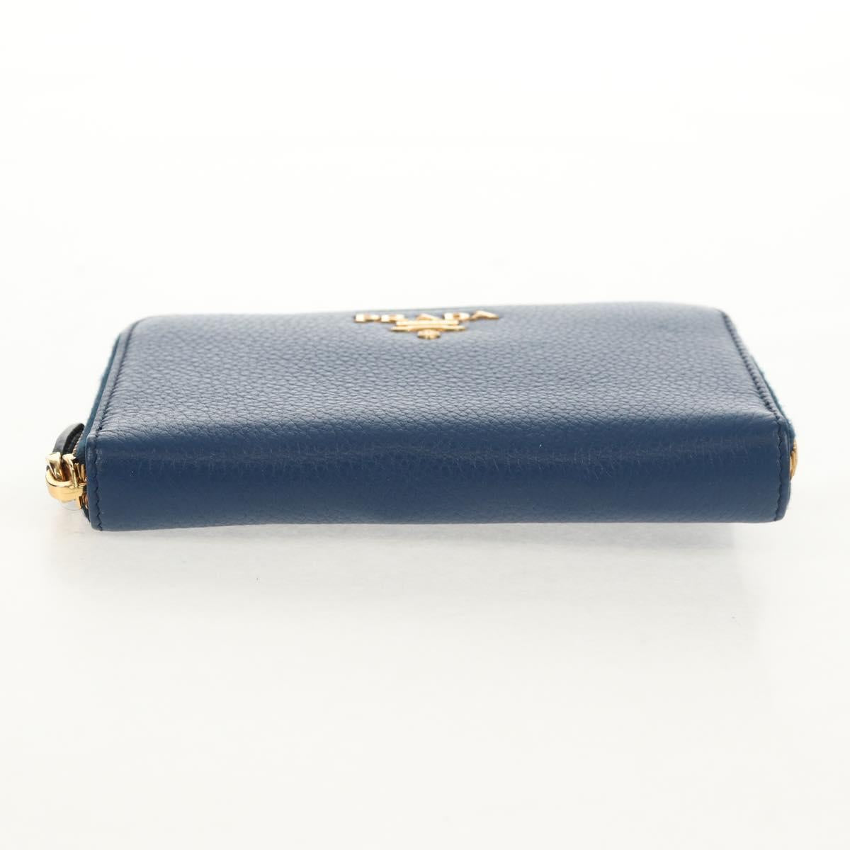PRADA Compact Wallet Leather Blue Auth am9791V