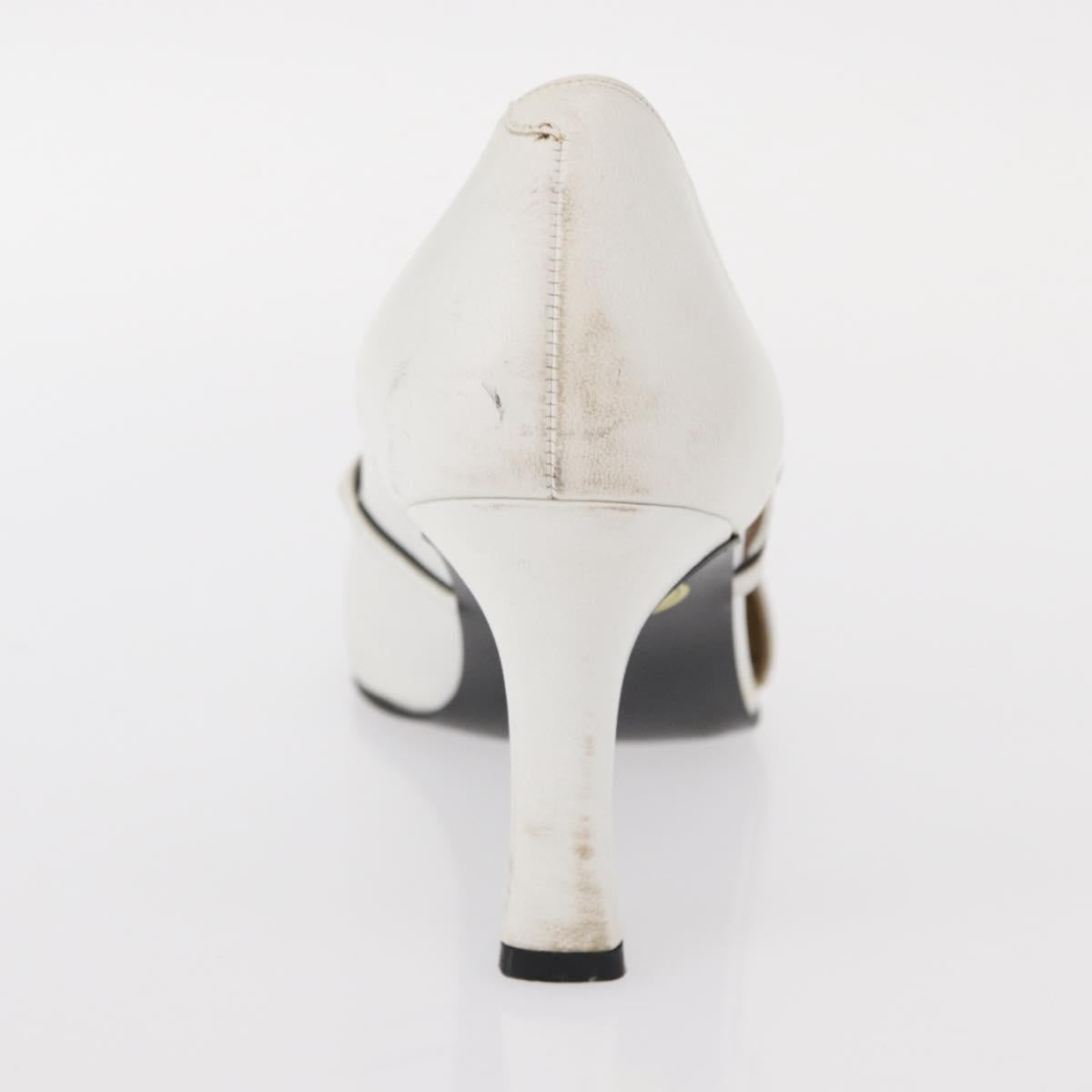 Salvatore Ferragamo Pumps Shoes Leather 35 White Auth am9795