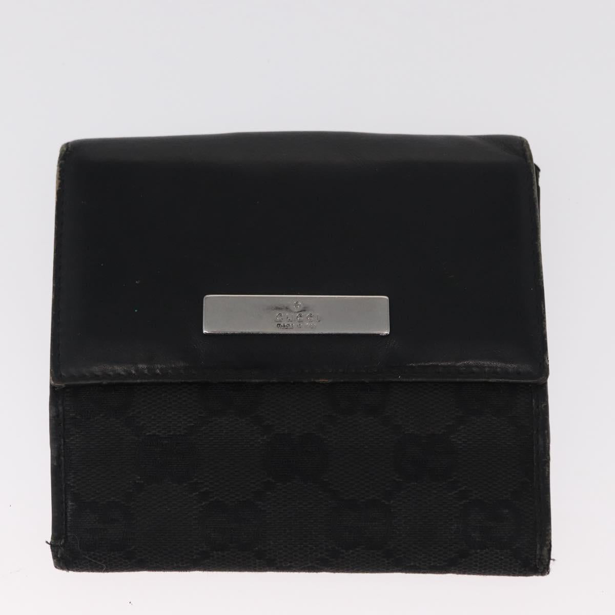GUCCI GG Canvas Wallet Leather 3 Set Black Auth am9797