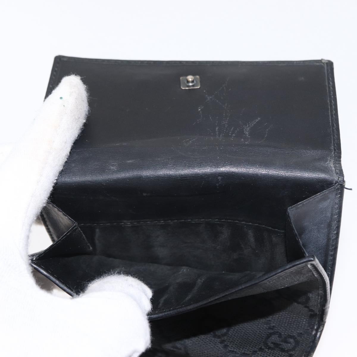GUCCI GG Canvas Wallet Leather 3 Set Black Auth am9797