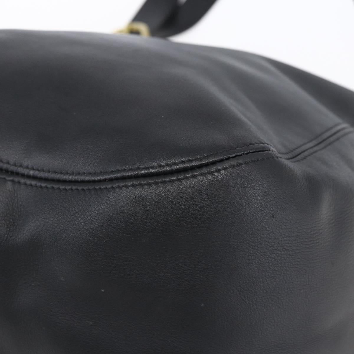 Coach Tote Bag Leather Black Gold Auth am9799