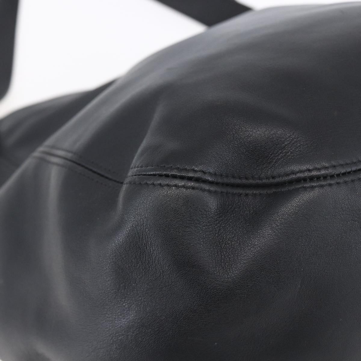 Coach Tote Bag Leather Black Gold Auth am9799