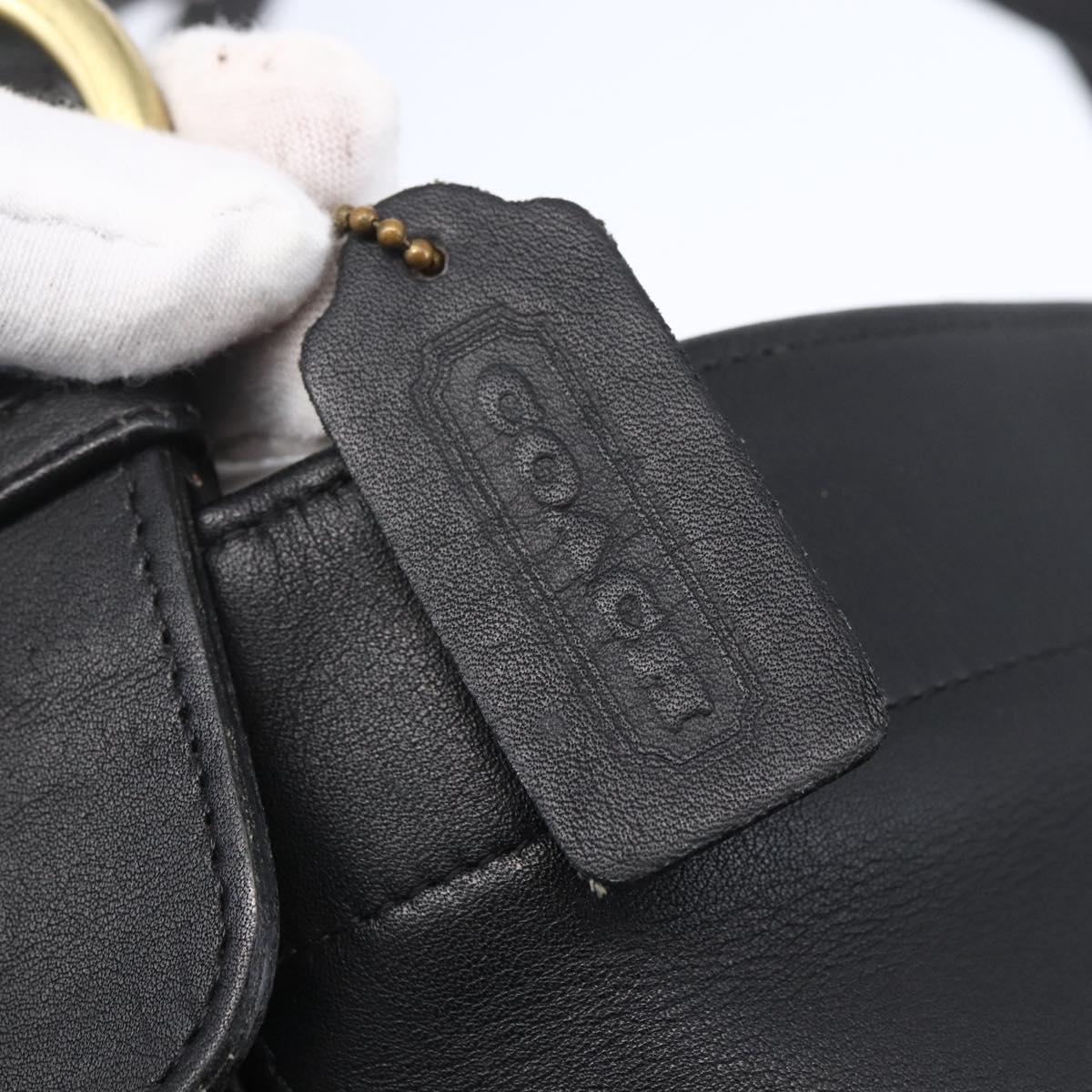 Coach Tote Bag Leather Black Gold Auth am9799