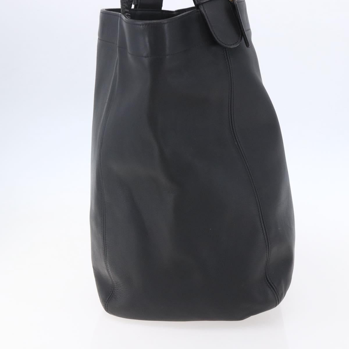 Coach Tote Bag Leather Black Gold Auth am9799