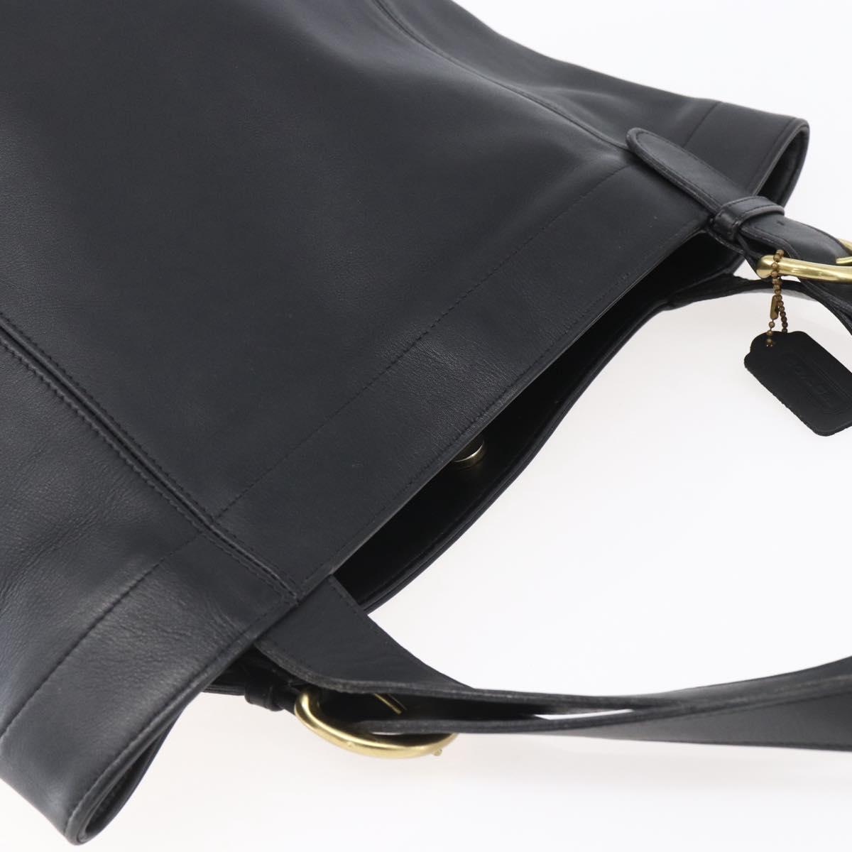 Coach Tote Bag Leather Black Gold Auth am9799