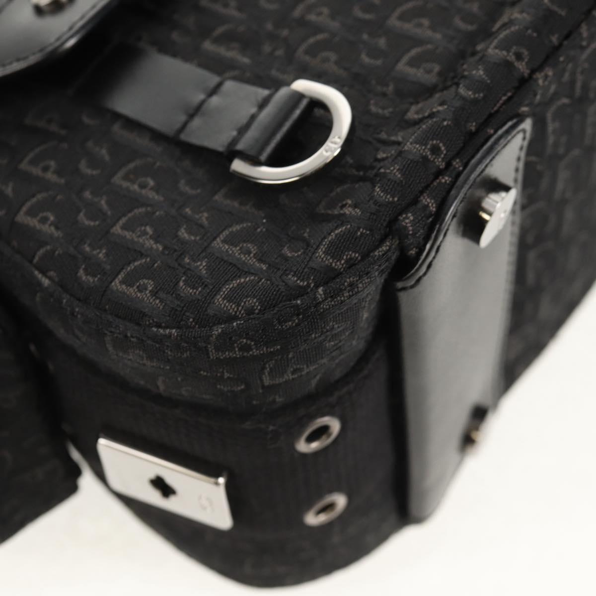 Christian Dior Trotter Canvas Street Chic Shoulder Bag Black Silver Auth am9801V