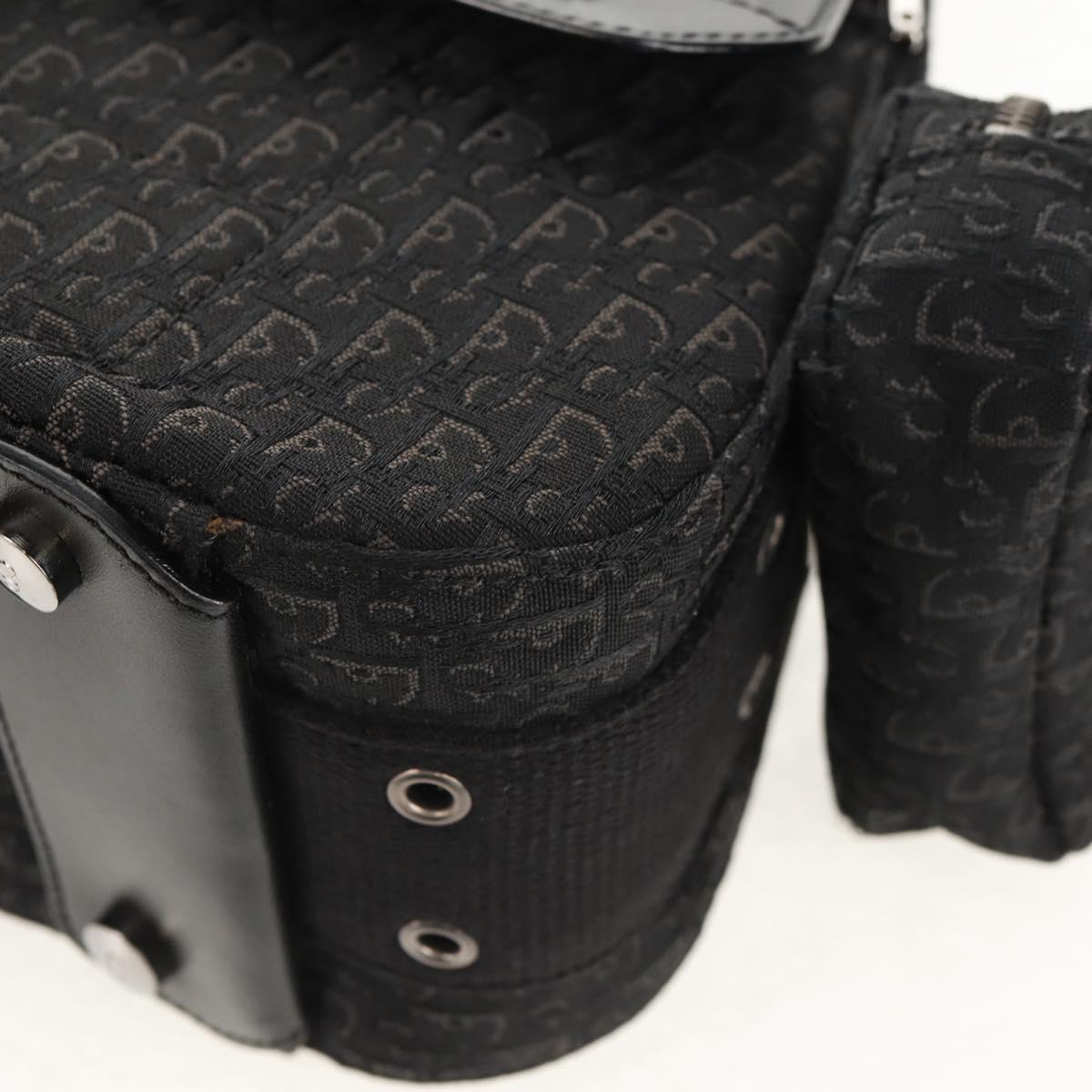 Christian Dior Trotter Canvas Street Chic Shoulder Bag Black Silver Auth am9801V