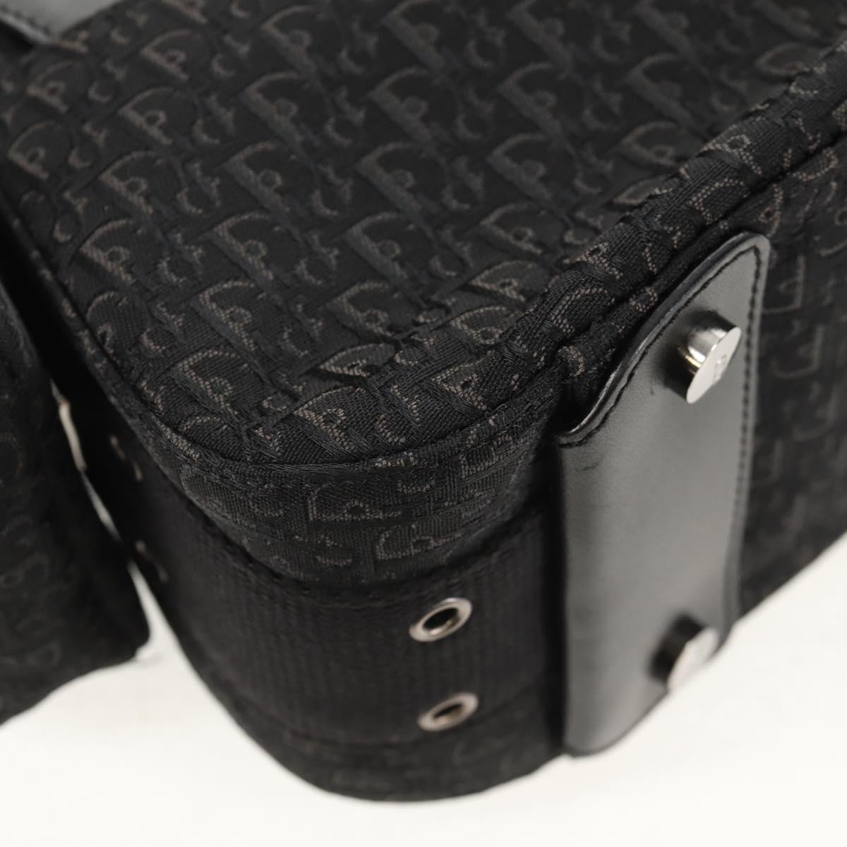 Christian Dior Trotter Canvas Street Chic Shoulder Bag Black Silver Auth am9801V