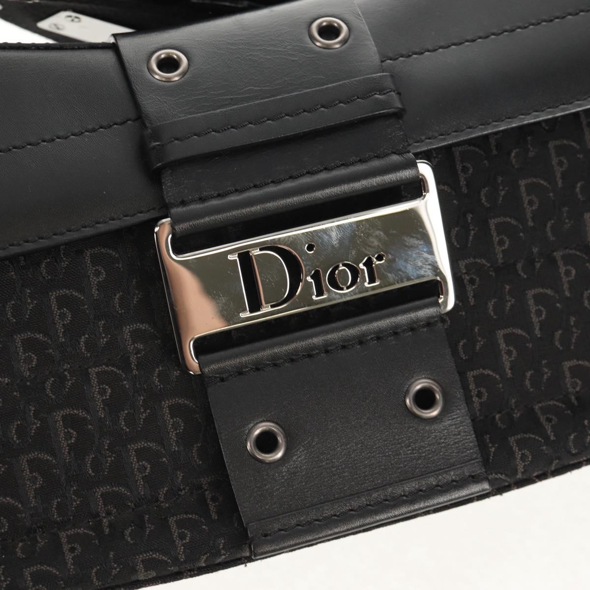 Christian Dior Trotter Canvas Street Chic Shoulder Bag Black Silver Auth am9801V