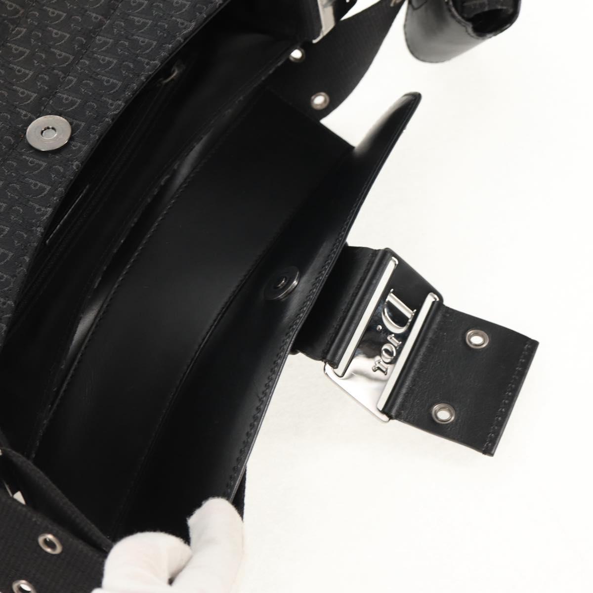 Christian Dior Trotter Canvas Street Chic Shoulder Bag Black Silver Auth am9801V