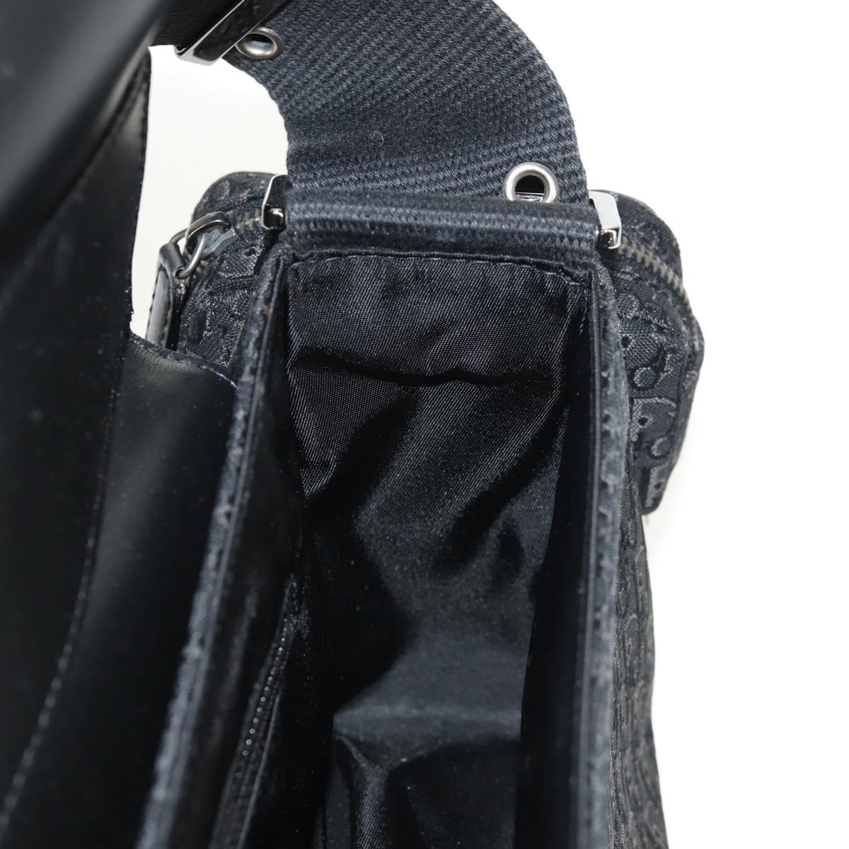 Christian Dior Trotter Canvas Street Chic Shoulder Bag Black Silver Auth am9801V