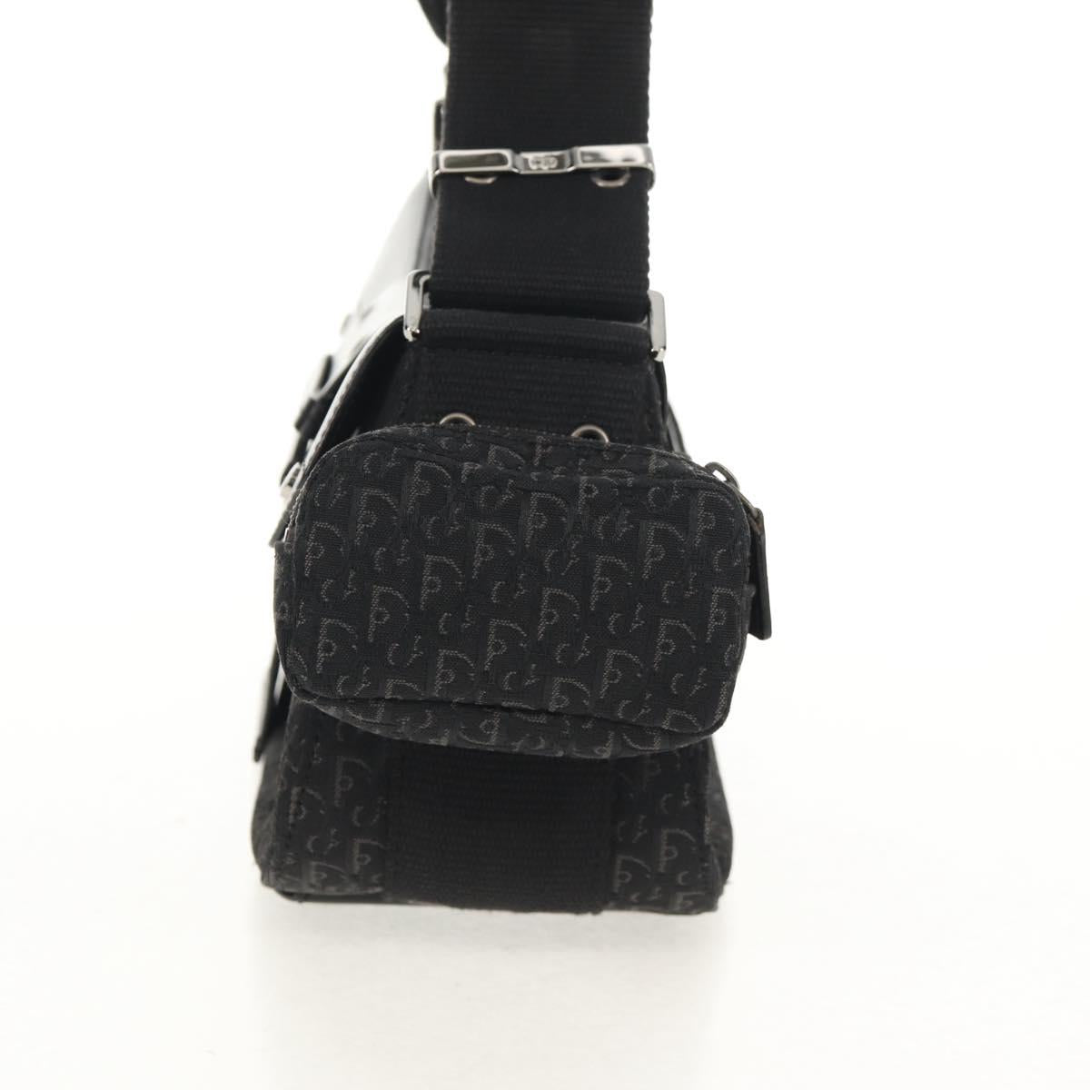 Christian Dior Trotter Canvas Street Chic Shoulder Bag Black Silver Auth am9801V