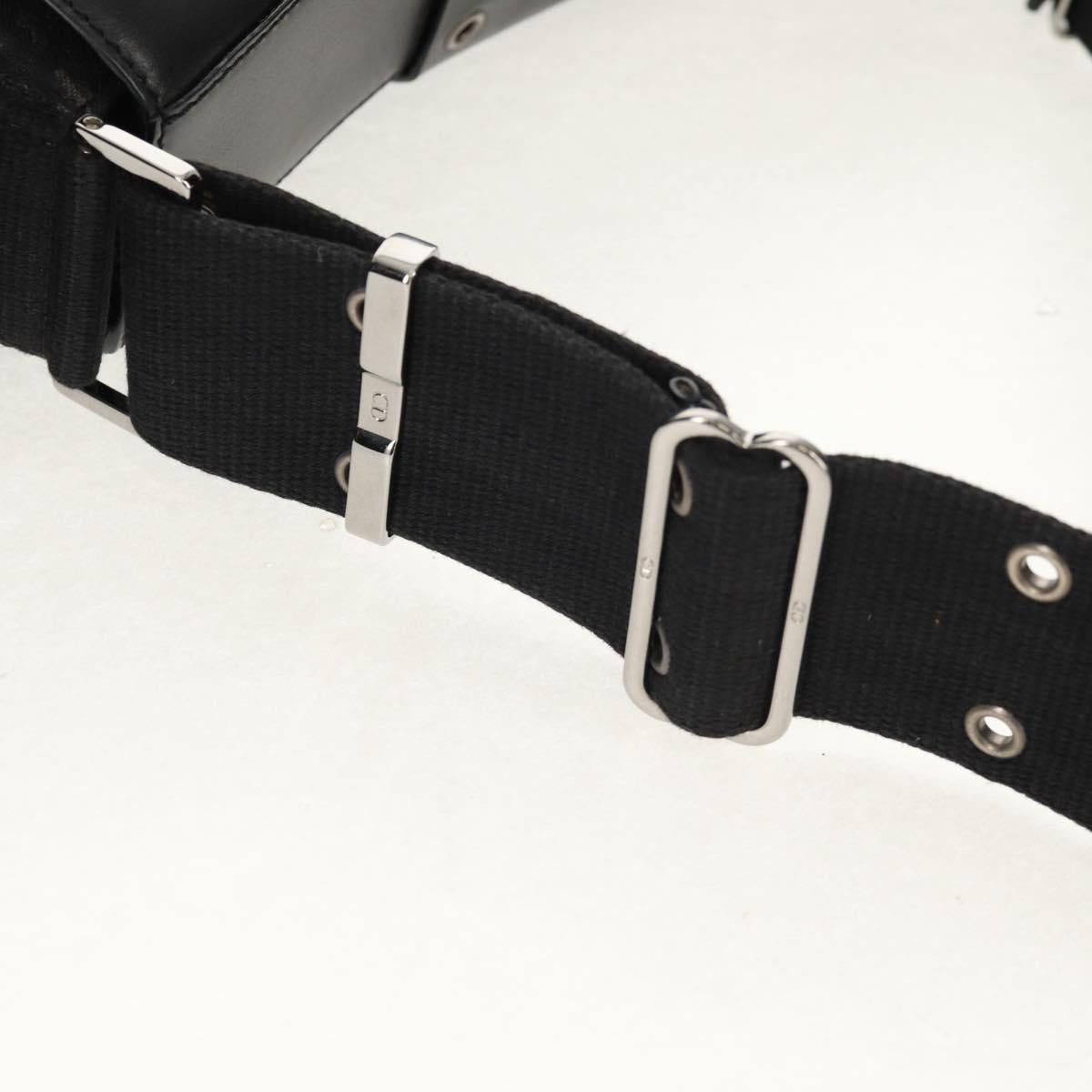 Christian Dior Trotter Canvas Street Chic Shoulder Bag Black Silver Auth am9801V