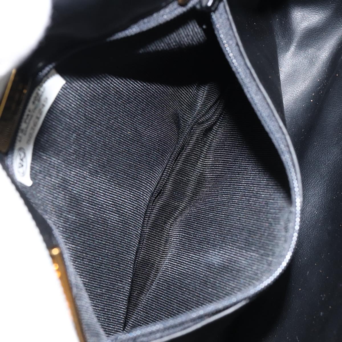 BALLY Chain Shoulder Bag Leather White Gold Auth am9802