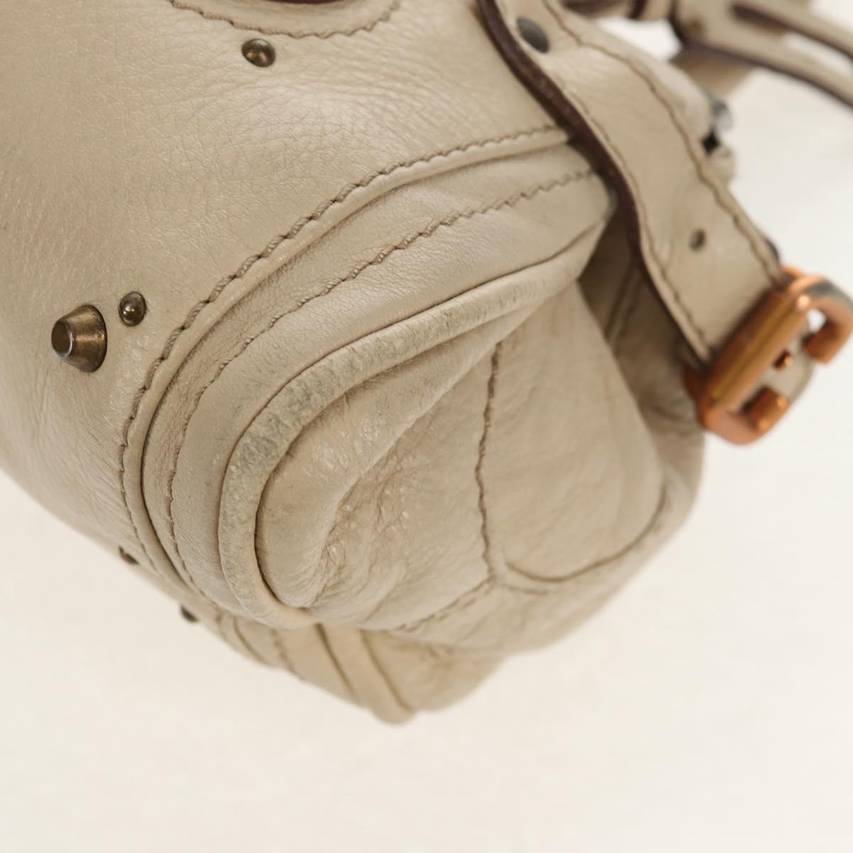 Chloe Paddington Mini Hand Bag Leather Beige Silver gold Auth am9806V