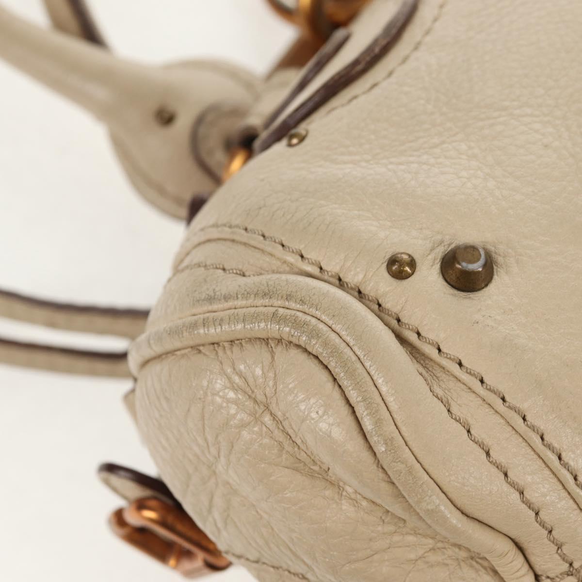 Chloe Paddington Mini Hand Bag Leather Beige Silver gold Auth am9806V