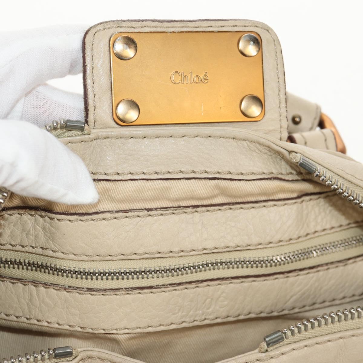 Chloe Paddington Mini Hand Bag Leather Beige Silver gold Auth am9806V