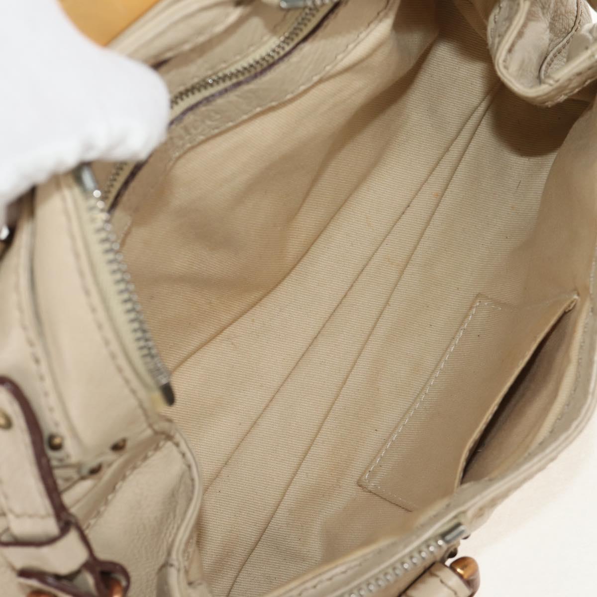 Chloe Paddington Mini Hand Bag Leather Beige Silver gold Auth am9806V